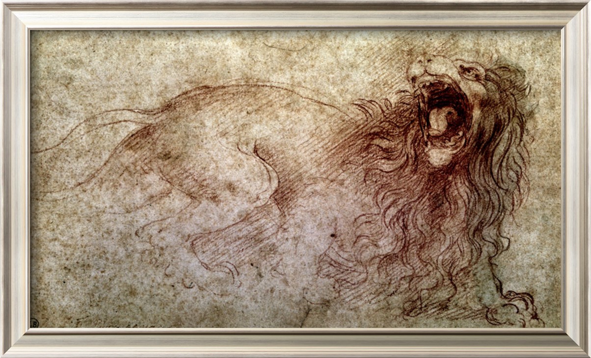 SKETCH OF A ROARING LION - Leonardo Da Vinci Painting